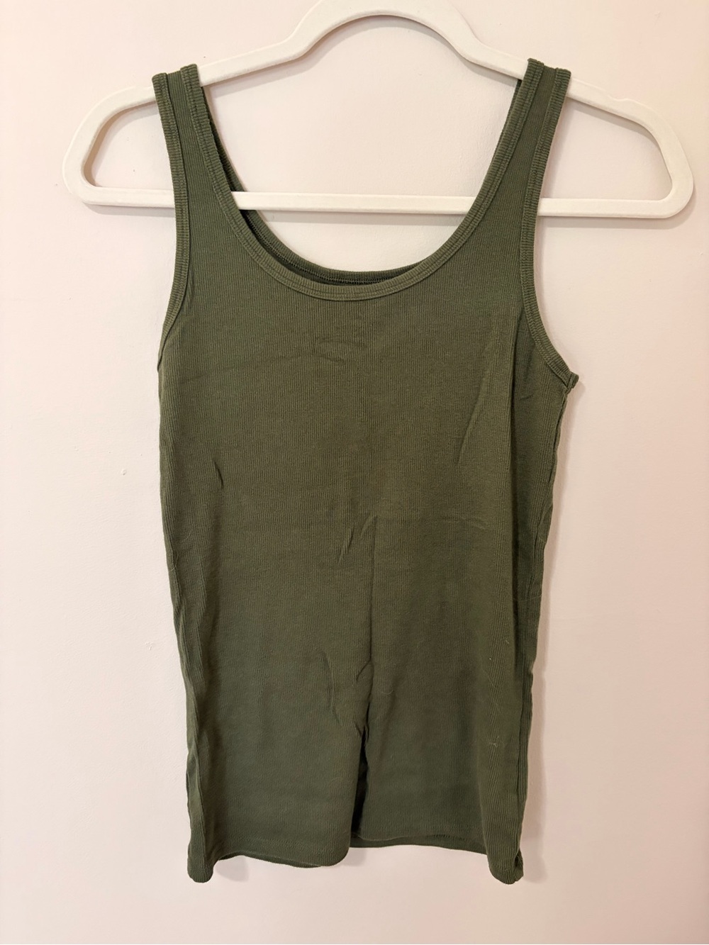 Time and Tru Olive Green Ribbed Tank Top